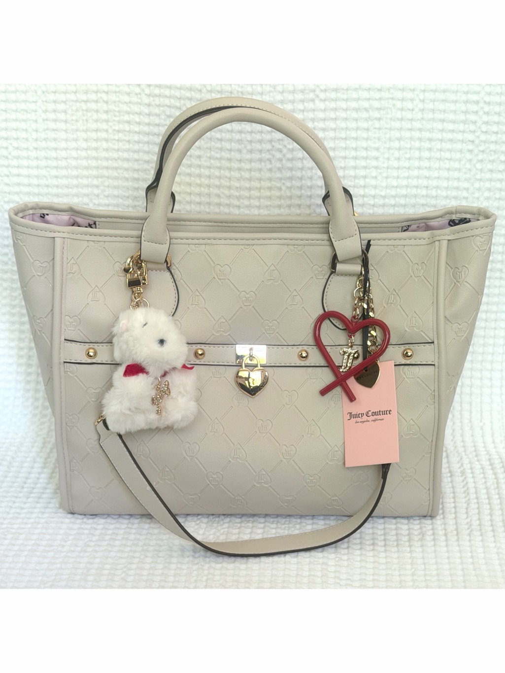 Juicy Couture Holiday In Juicy Tote Bag Crystal Plush Scottie Dog Charm Y2k Nwt